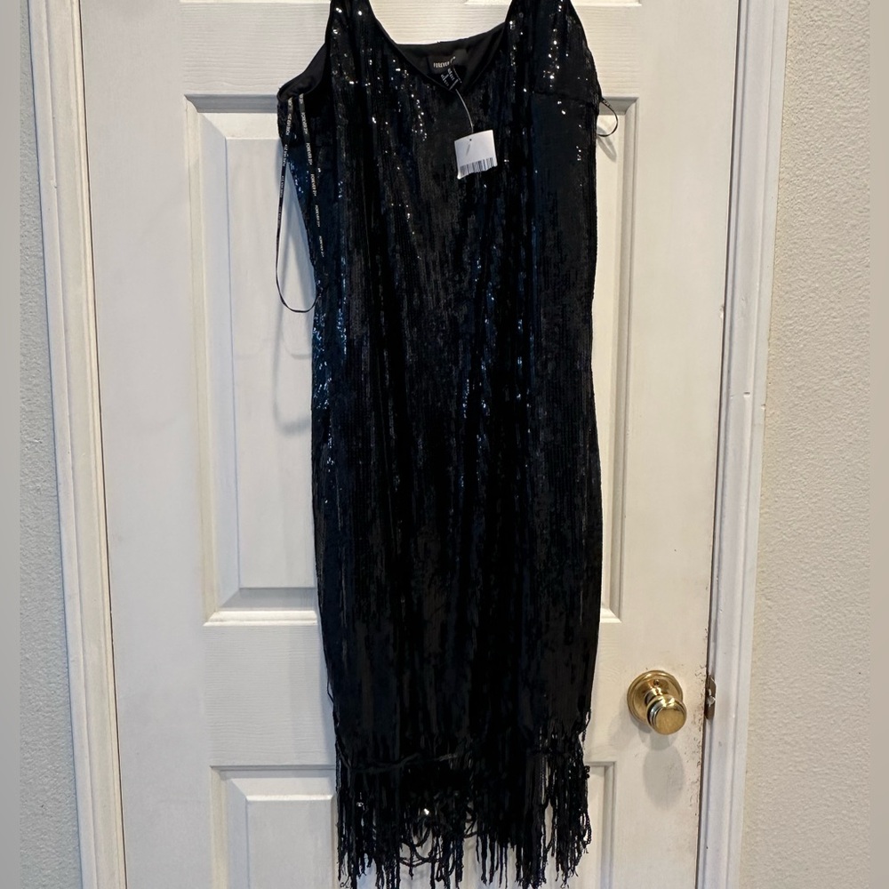 5/$20 Black Sequin Fringe Dress